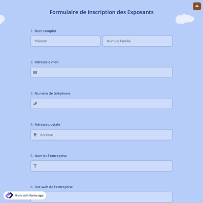 Formulaire de Inscription des Exposants