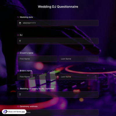 Wedding DJ Questionnaire