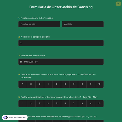 Formulario de Observación de Coaching