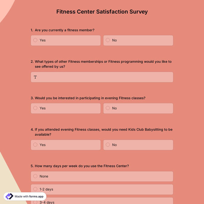Fitness Center Satisfaction Survey