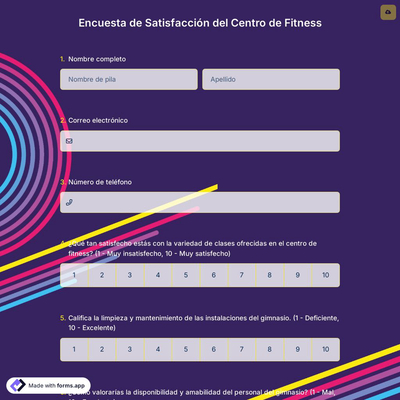 Encuesta de Satisfacción del Centro de Fitness