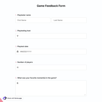 Game Feedback Form