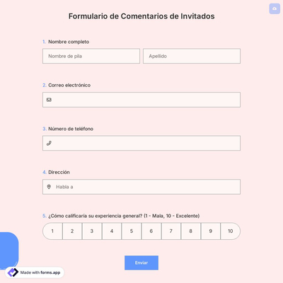 Formulario de Comentarios de Invitados