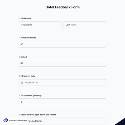 Hotel Feedback Form
