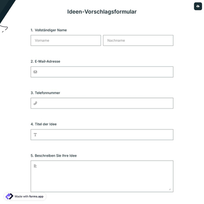 Ideen-Vorschlagsformular
