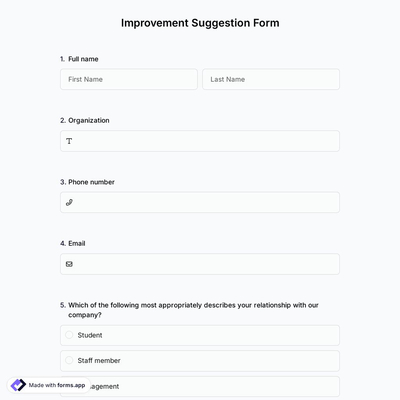 Improvement Suggestion Form