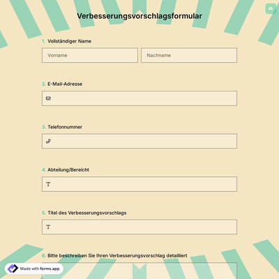 Verbesserungsvorschlagsformular