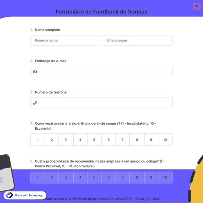 Formulário de Feedback de Vendas