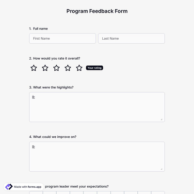 Program Feedback Form