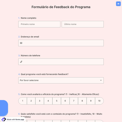 Formulário de Feedback do Programa