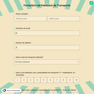 Formulário de Feedback de Transporte