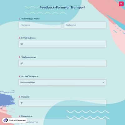 Feedback-Formular Transport