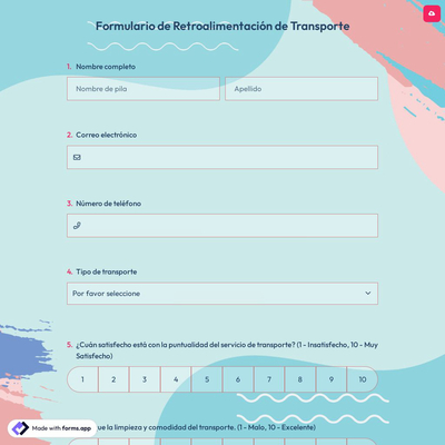 Formulario de Retroalimentación de Transporte