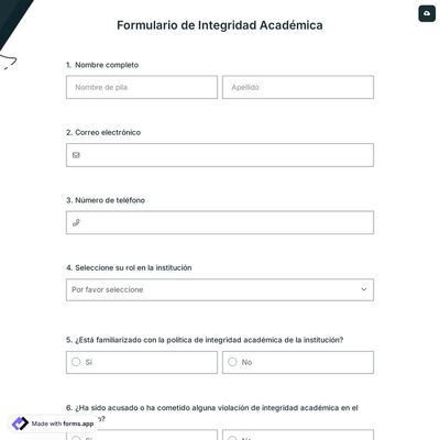 Formulario de Integridad Académica