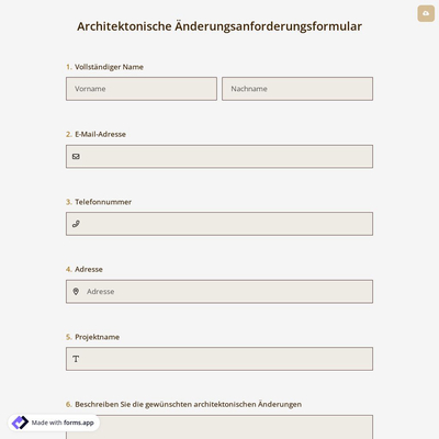 Architektonische Änderungsanforderungsformular