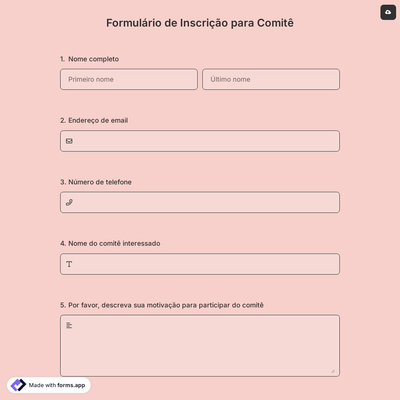 Formulário de Inscrição para Comitê