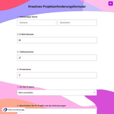 Kreatives Projektanforderungsformular