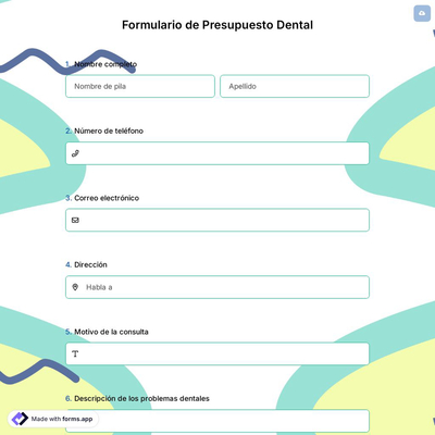 Formulario de Presupuesto Dental