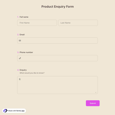 Product Enquiry Form
