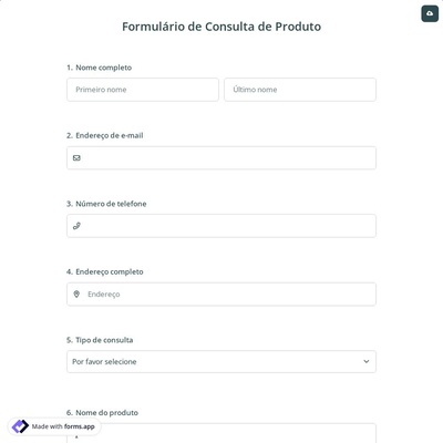 Formulário de Consulta de Produto