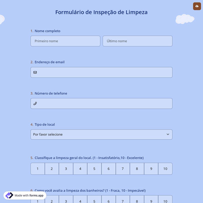 Formulário de Inspeção de Limpeza