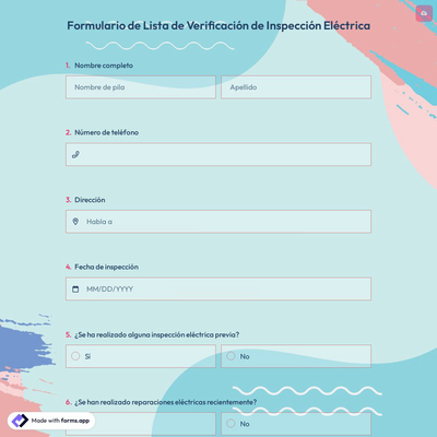 Formulario de Lista de Verificación de Inspección Eléctrica