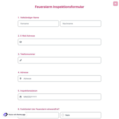 Feueralarm Inspektionsformular