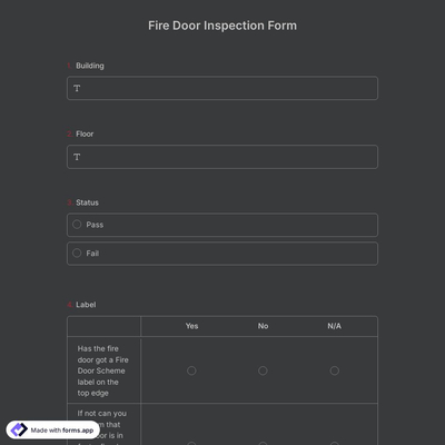 Fire Door Inspection Form