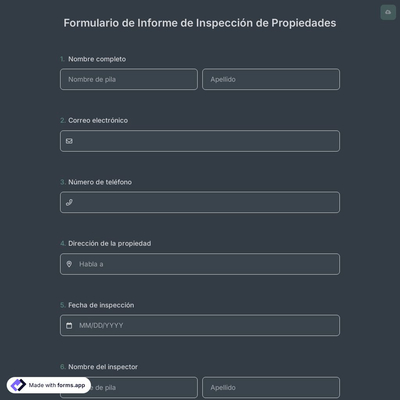 Formulario de Informe de Inspección de Propiedades