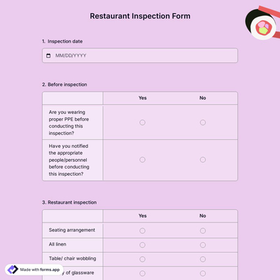 Restaurant Inspection Form