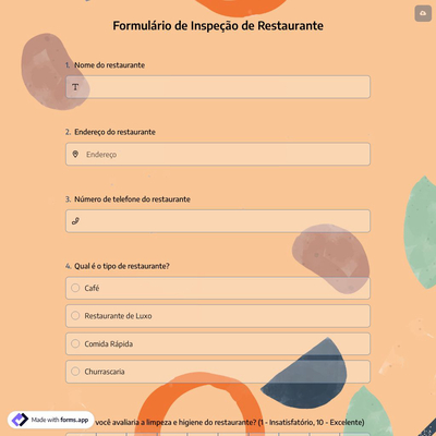 Formulário de Inspeção de Restaurante