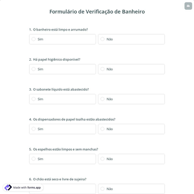 Formulário de Verificação de Banheiro