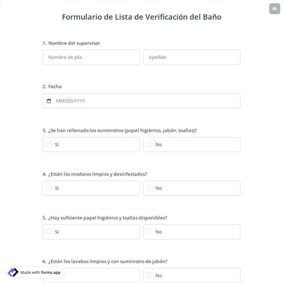 Formulario de Lista de Verificación del Baño