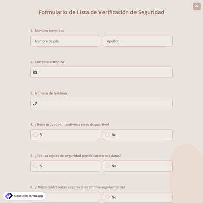 Formulario de Lista de Verificación de Seguridad