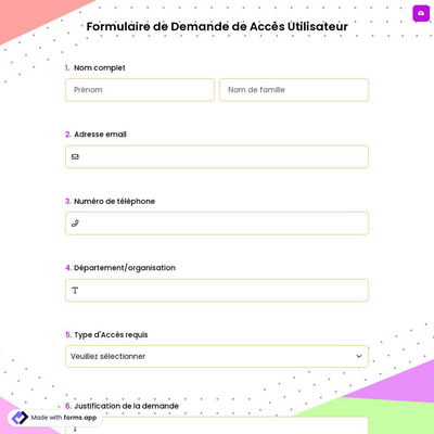 Formulaire de Demande de Accès Utilisateur