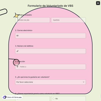 Formulario de Voluntariado de VBS