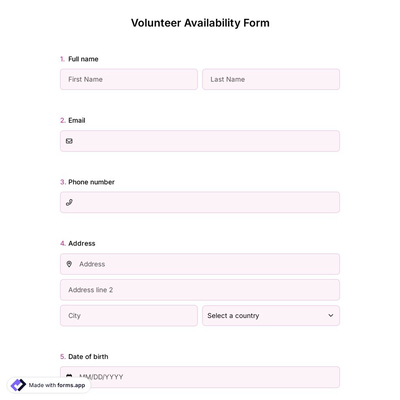 Volunteer Availability Form