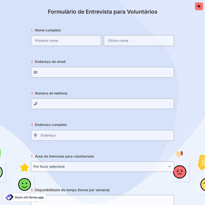Formulário de Entrevista para Voluntários
