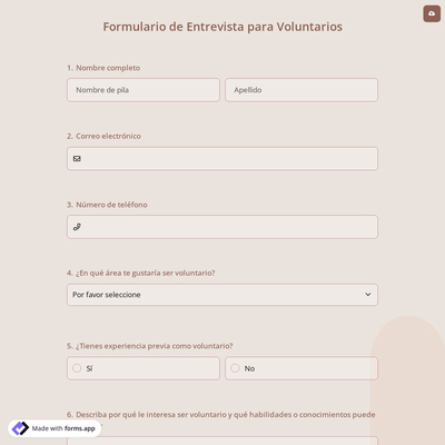Formulario de Entrevista para Voluntarios
