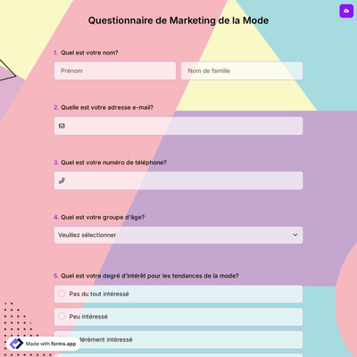 Questionnaire de Marketing de la Mode