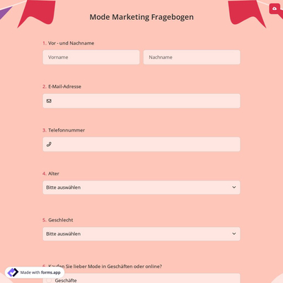 Mode Marketing Fragebogen