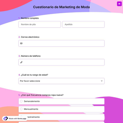 Cuestionario de Marketing de Moda