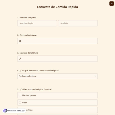 Encuesta de Comida Rápida