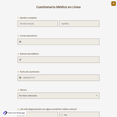 Cuestionario Médico en Línea