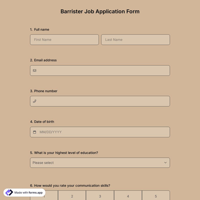 Barrister Job Application Form