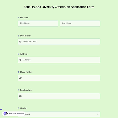 Equality And Diversity Officer Job Application Form