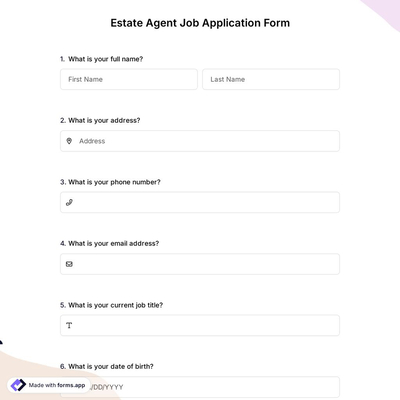 Estate Agent Job Application Form