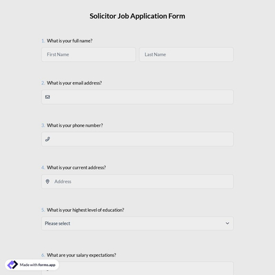 Solicitor Job Application Form
