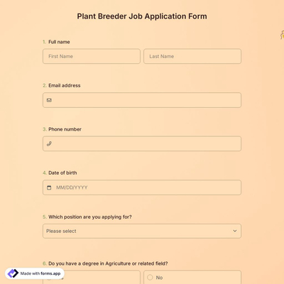 Plant Breeder Job Application Form