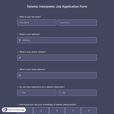Seismic Interpreter Job Application Form